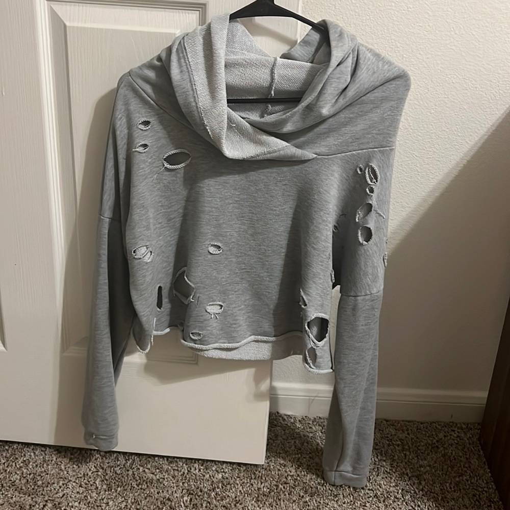 Torn Cropped Hoodie